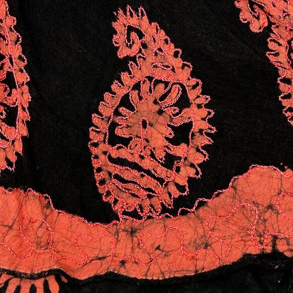 Laddi Vtg Dress Long Maxi Paisley Black One Size Indian Beach - Picture 2 of 11